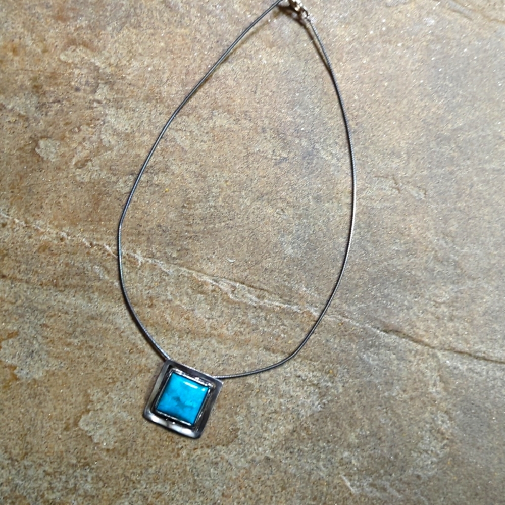 Vintage Silpada turquoise square necklace